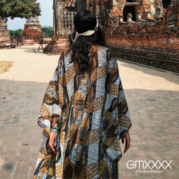 度假波西米亞落葉風情罩衫外套【C06123】