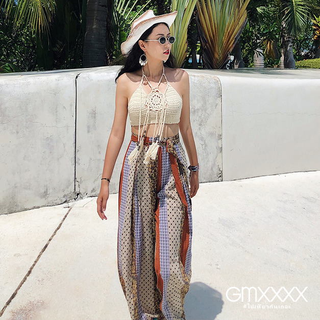 波西米亞圖騰闊腿褲休閒長褲【JN06625】