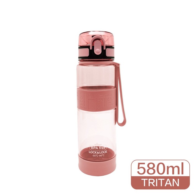 樂扣Tritan運動隨行水壺優質彈蓋提帶水壺 莫蘭迪粉 580ml