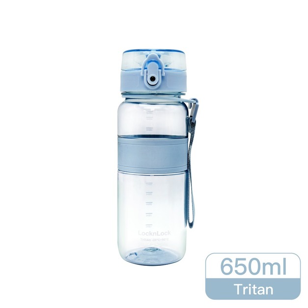 樂扣Tritan運動隨行水壺優質彈蓋提帶水壺 天空藍 650ml