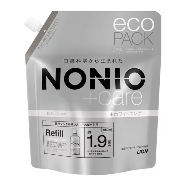 獅王 LION NONIO 終結口氣漱口水  晶燦亮白-補充包 950ml