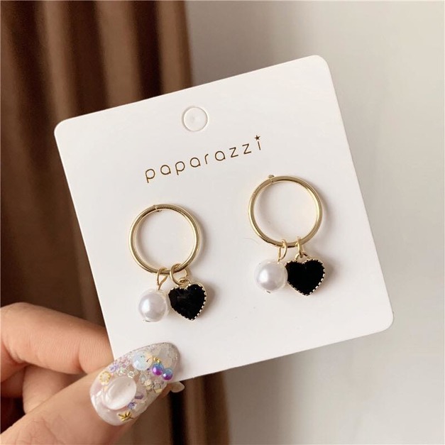 珍珠愛心 925銀針耳環