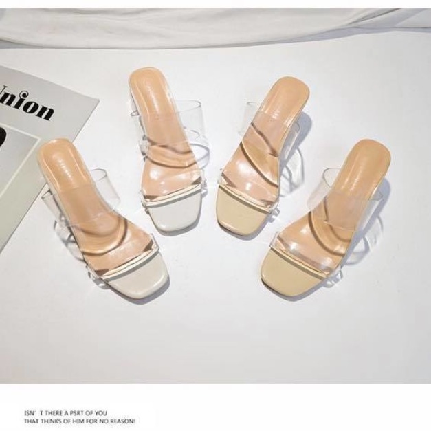 時尚透明低跟拖鞋3cm