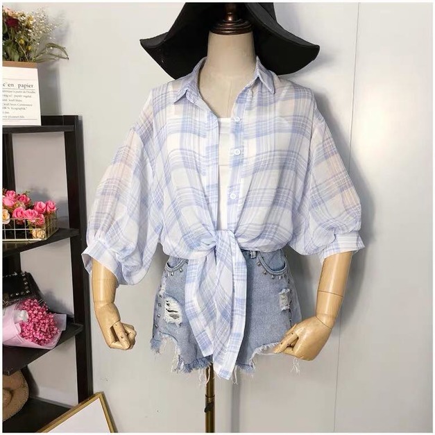 格子薄襯衫