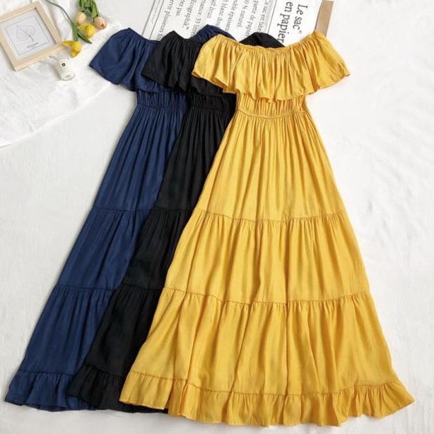 渡假清涼一字領長洋裝