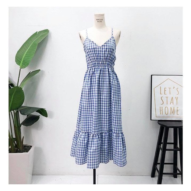 仙女度假格子洋裝