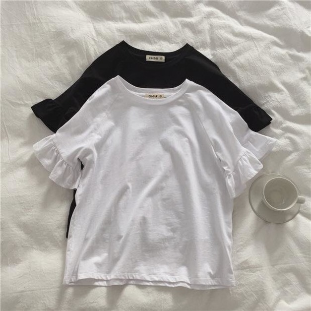 荷葉邊繡透氣棉上衣