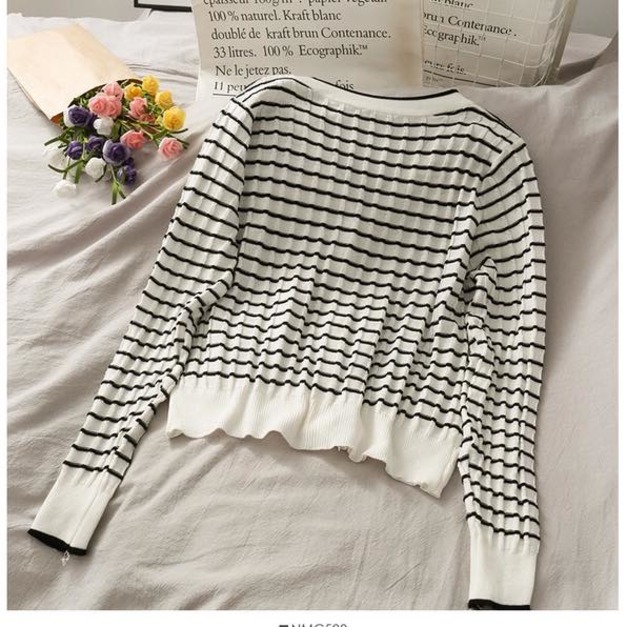 珍珠釦小香風針織彈性外套