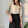 軟針織五分袖上衣_1