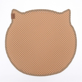 專利雙層設計BlackHole Litter Mat減少貓砂的落貓砂墊 - 可愛貓咪頭(褐色)約58x53cm