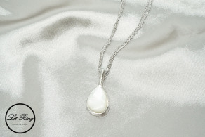 純銀珠光白水滴長項鍊