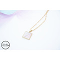 14K金銅鍍極光白方形墜子項鍊_3