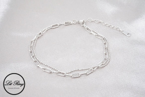 純銀相伴之光雙鍊條手鍊