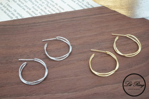 純銀交織的光耳環