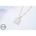 14K金銅鍍極光白方形墜子項鍊_4