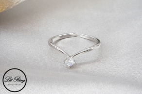 純銀V字閃鑽戒指  ( 1.6 ~ 1.8 )