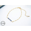 14K金銅鍍皇家藍排鑽手鍊