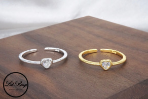 純銀小愛心閃鑽戒指 ( 1.6 ~ 1.8 )