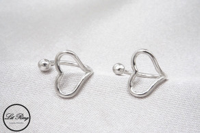 純銀鏤空愛心耳夾