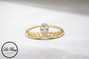 純銀冰晶水滴蕾絲戒指 ( 1.6~1.9 )