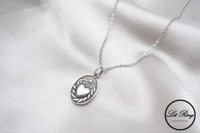 純銀復古愛心銀幣項鍊	