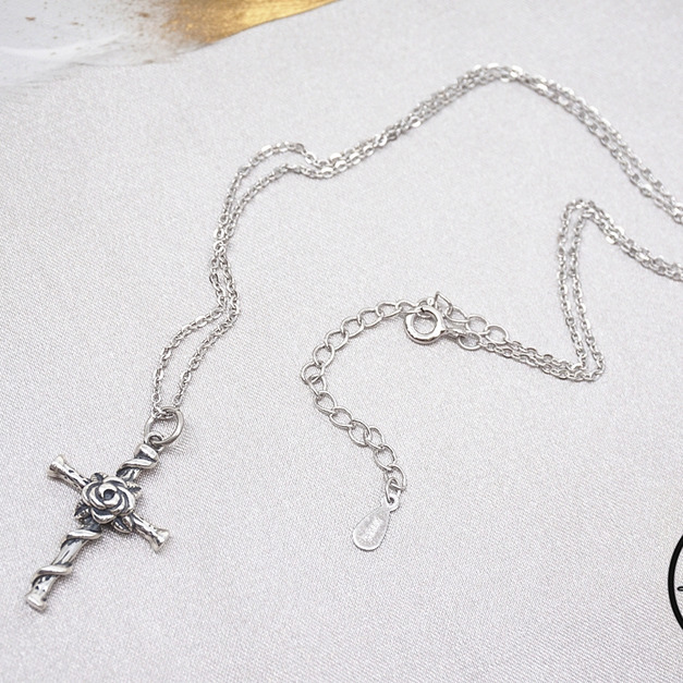 純銀復古闇夜玫瑰項鍊