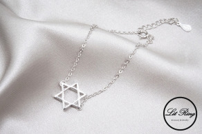 純銀鏤空六芒星手鍊