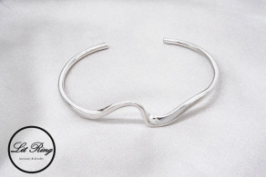 純銀流線波浪手環