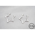 純銀鏤空星星耳夾