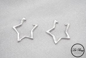 純銀鏤空星星耳夾
