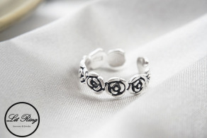 純銀復古玫瑰尾戒 ( 1.3 ~ 1.55 )