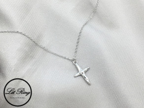 純銀敲打風十字架項鍊