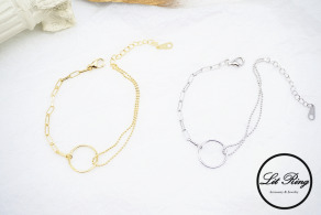 純銀圓圈雙鍊條手鍊