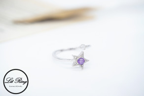 純銀星星紫水晶戒指 (1.6 ~ 1.9 )