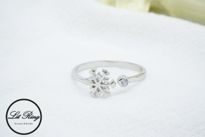 純銀雪花閃鑽開口戒指 ( 1.7~1.9 )