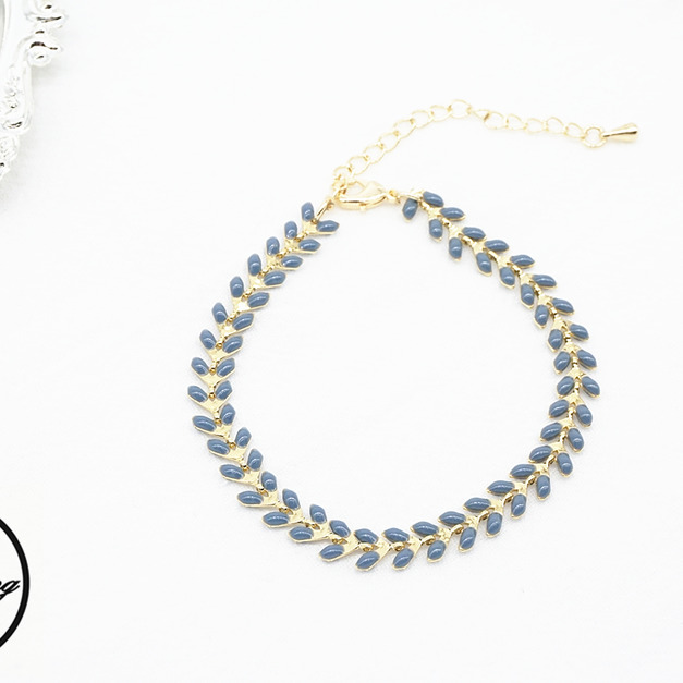 氣質霧藍色稻穗手鍊