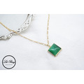 14k金銅鍍古典方形寶石項鍊_3