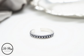 純銀復古麻花滾邊圓珠戒指( 1.6 ~ 1.8 )