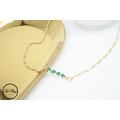 14K金銅鍍翠綠排鑽項鍊