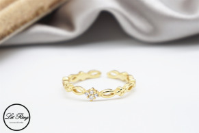 純銀古典刻花鑲鋯石戒指 ( 1.6~1.8 )