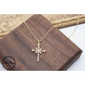 14k金銅鍍十字架鋯石項鍊_5