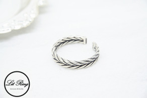 純銀復古編織麻花辮戒指 ( 1.6 ~ 1.8 )