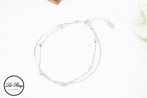 純銀小圓珠雙鍊條手鍊