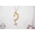14K金銅鍍鏤空星月項鍊_3