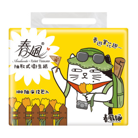宅配免運 春風貓 抽取式衛生紙 100抽12包6串共72入/箱購