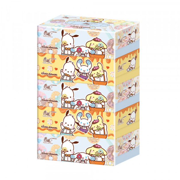 宅配免運  布丁狗春風抽取式盒裝面紙 150抽5盒10串共50入/箱購