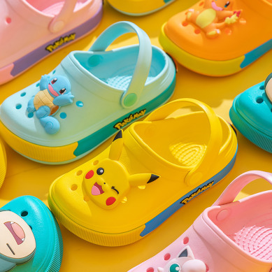 POKEMON 寶可夢兒童涼鞋 防水拖鞋 兒童洞洞鞋 休閒兒童鞋 兒童沙灘鞋 布希拖鞋 皮卡丘 卡比獸 傑尼龜 小火龍 胖丁洞洞涼鞋