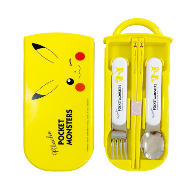 POKEMON 精靈寶可夢 寶可夢餐具 兒童餐具 湯匙 叉子 筷子 餐具三件組 日本製餐具(皮卡丘餐具組)