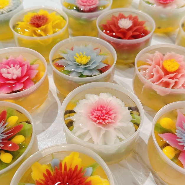 （全素｜純素）萩江3D水晶果凍花 2吋禮盒組｜天然色素手工果凍蛋糕禮盒｜立體 3D 水晶果凍花｜3D果凍花｜立體果凍花｜純手工藝術甜點