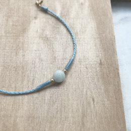 彩色蠟線 方形切面天然石 幸運手環 14K包金延長鍊